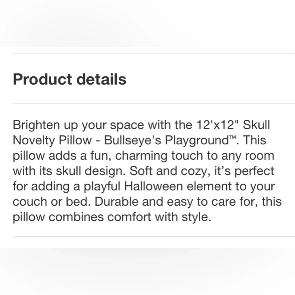 Target Bullseye’s Playground Halloween Skull Skeleton Novelty Throw Pillow
